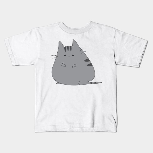 Cute Fat Cat Illustration Kids T-Shirt by CuteDesigns